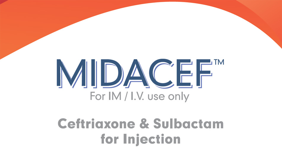 Midacef (Ceftriaxone & Sulbactam fot Injection 1.5gm)